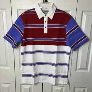 Bogey Boys Golf Triple Stripe Polo Shirt Red Blue White Medium Short Sleeve